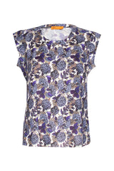Cap Sleeve Top - Purple Print 9776