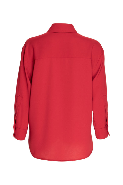 Drop Shoulder Long Sleeve Shirt - Cherry 4641