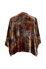 Cuff Sleeve Duster - Graphite/Rust Print Velvet 5944