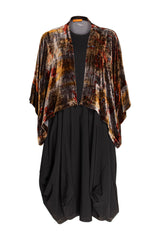 Cuff Sleeve Duster - Graphite/Rust Print Velvet 5944