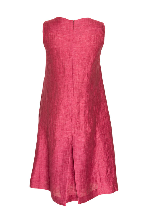 Pleated Hem Dress - Raspberry Linen 7840