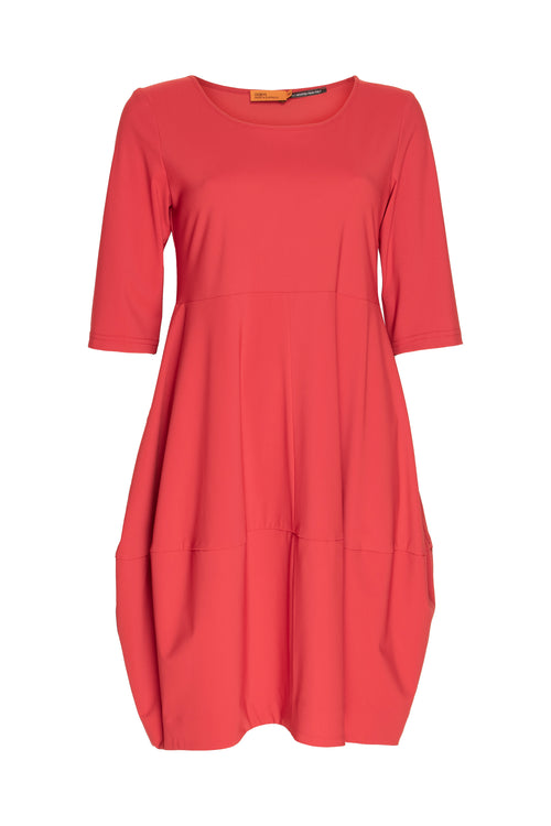 Short Sleeve Panel Hem Dress - Red Jersey 8643