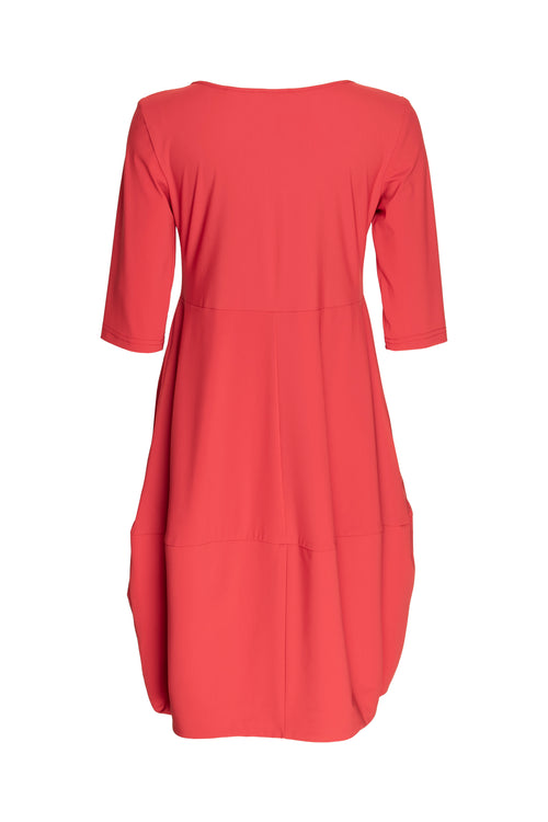 Short Sleeve Panel Hem Dress - Red Jersey 8643
