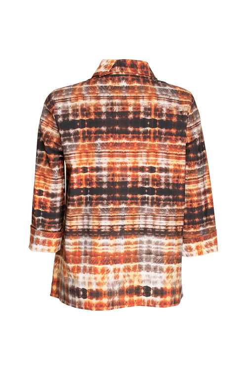 Open Collar Shirt - Rust Print Jersey 8645