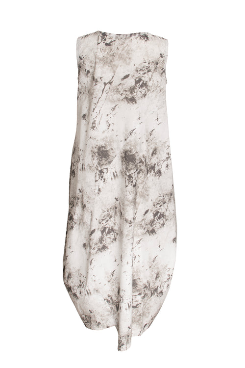 Asymmetric Panel Singlet Dress - Light Marble Print Cotton 3415