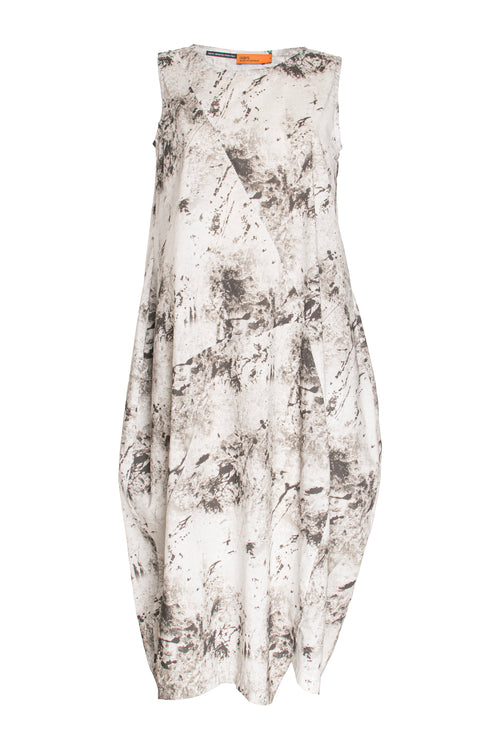 Asymmetric Panel Singlet Dress - Light Marble Print Cotton 3415