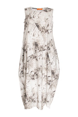 Asymmetric Panel Singlet Dress - Light Marble Print Cotton 3415
