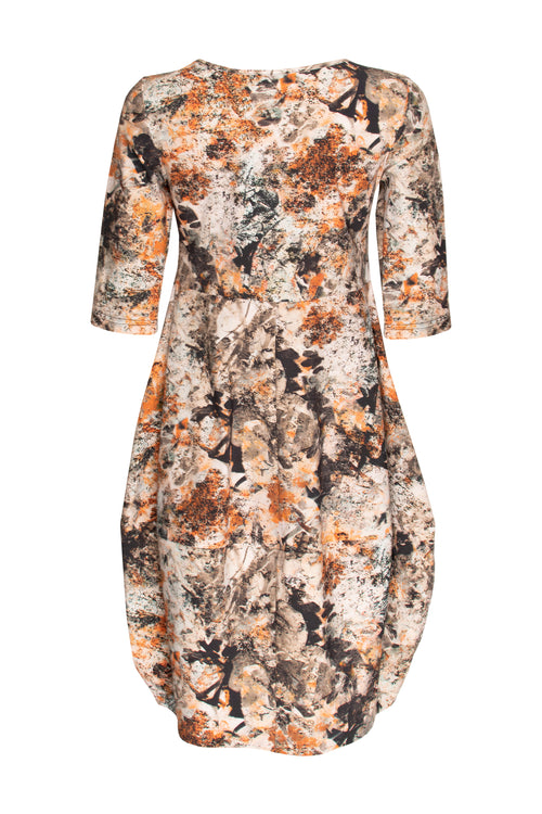 Short Sleeve Panel Hem Dress - Scatter Print Jersey 6039