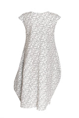 Tucked Cap Sleeve Dress - Charcoal Dots Linen 3418