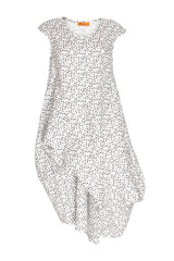 Tucked Cap Sleeve Dress - Charcoal Dots Linen 3418