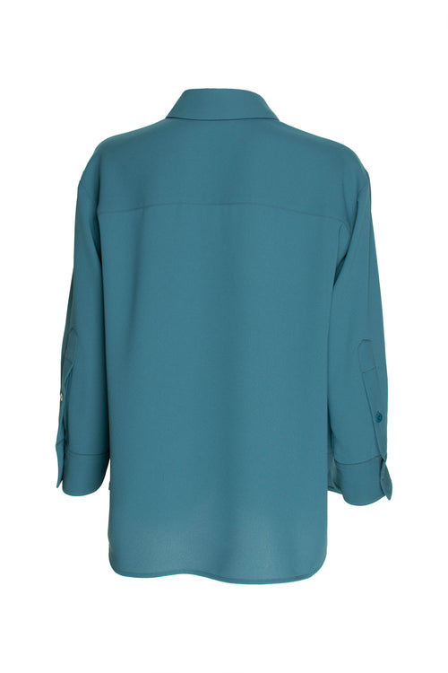 Drop Shoulder Long Sleeve Shirt - Teal 4640
