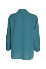 Drop Shoulder Long Sleeve Shirt - Teal 4640