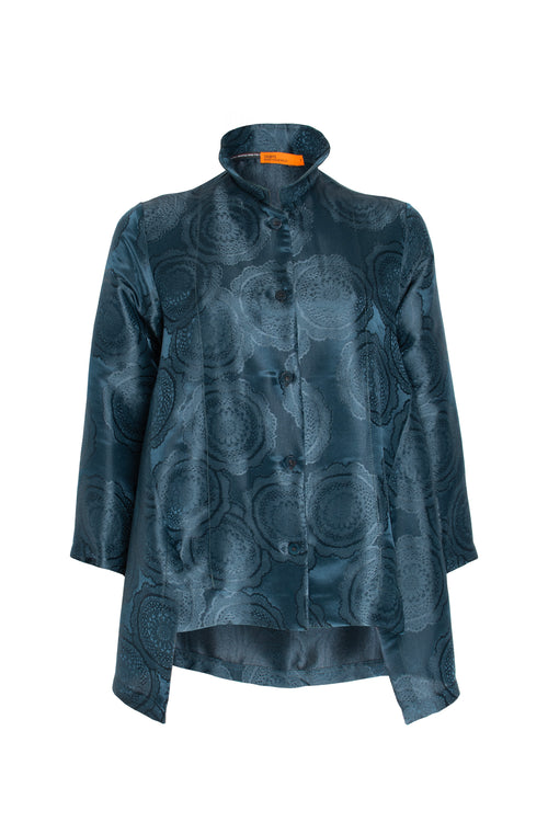 Drop Hem Shirt - Teal Viscoes/Silk 3449