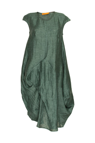 Short Sleeve Bell Panel Dress - Raspberry Jacquard 7811