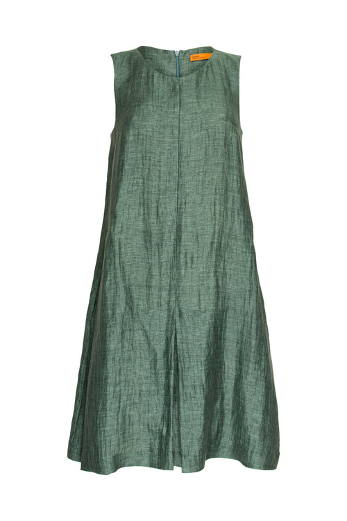 Pleated Hem Dress - Teal Linen 9735