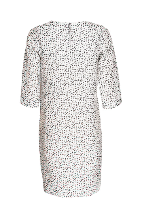 3/4 Sleeve Tulip Dress - Charcoal Spot Linen 9761