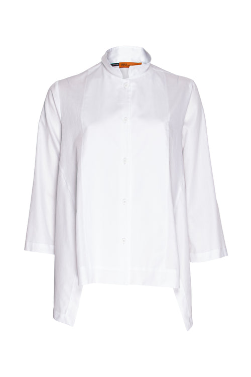 Drop Hem Shirt - White Cotton 3352