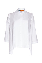 Drop Hem Shirt - White Cotton 3352