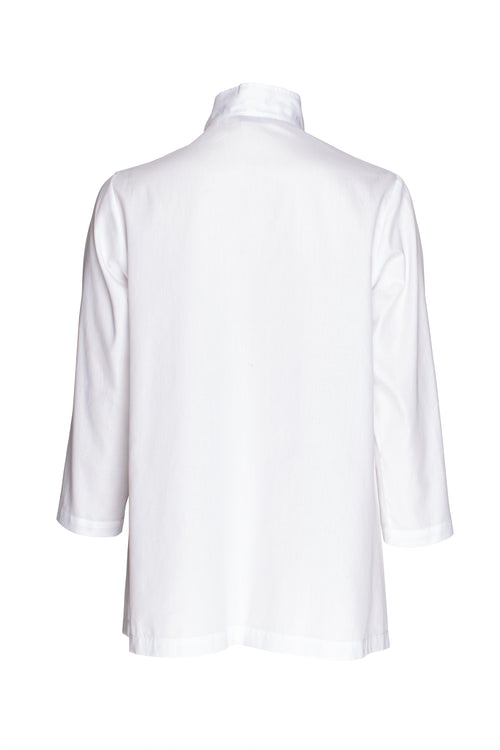 Drop Hem Shirt - White Cotton 3352