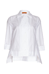 Open Collar Shirt - White Cotton 5941