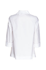 Open Collar Shirt - White Cotton 5941