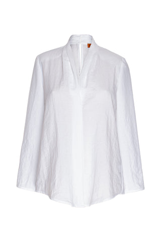 4 Button Uneven Hem Shirt - White 9763