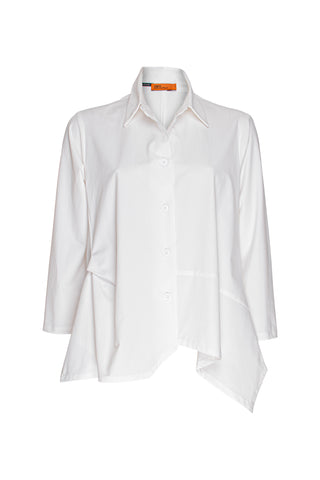 Drape Neck Long Sleeve Top - White Mesh 9702