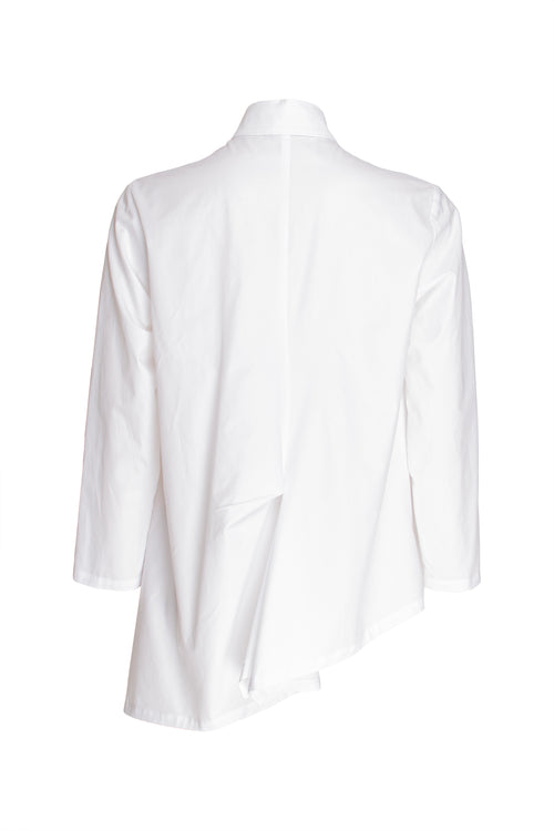 Asymmetric Angle Shirt - White Cotton 3411