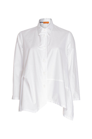 Cross Over Collar Shirt - White 6021