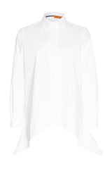 4 Button Uneven Hem Shirt - White 9763