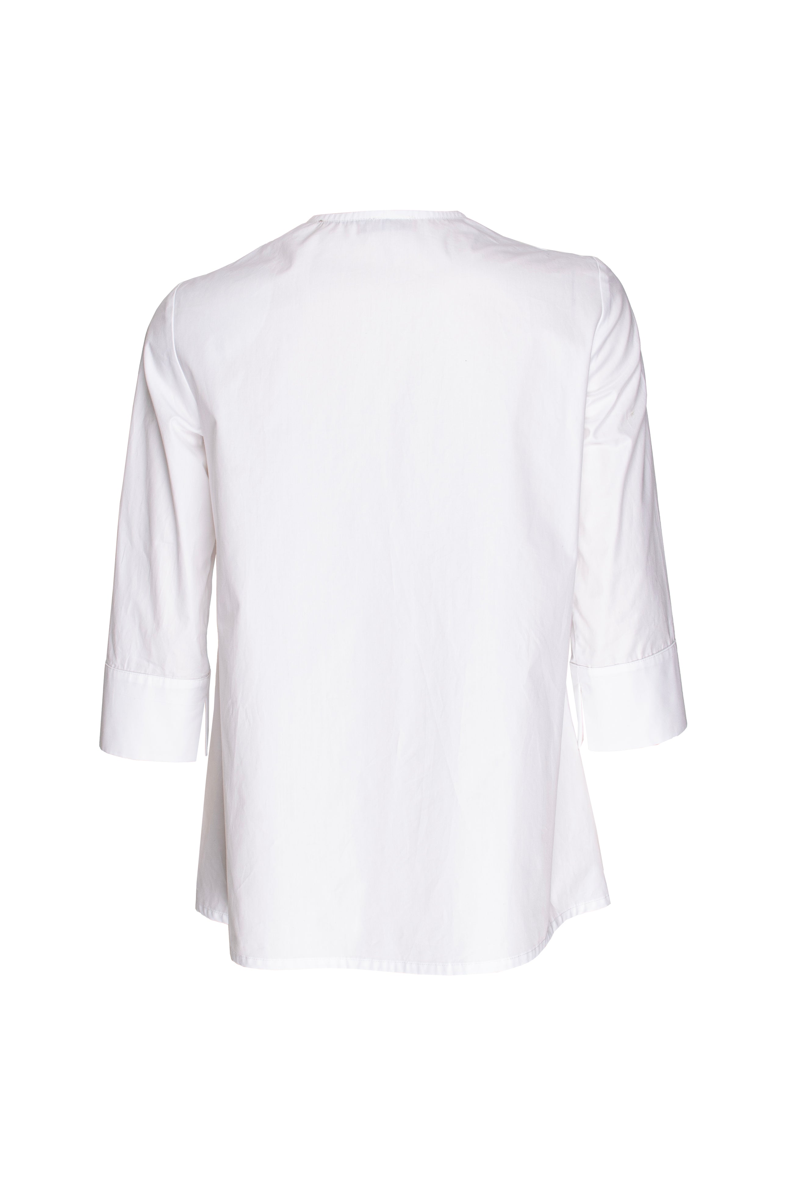 3/4 Sleeve Front Pleat Top - White Cotton 7857