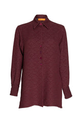 4 Button Shirt - Burgundy Texture 5908