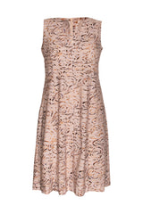 Zip Front Panel Dress - Beige/Chocolate Print Jersey 4225
