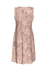 Zip Front Panel Dress - Beige/Chocolate Print Jersey 4225