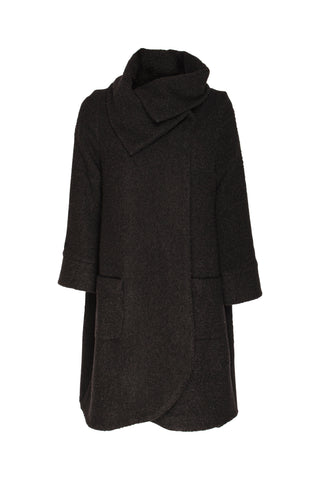 Crossover Collar Coat - Charcoal Texture 5015
