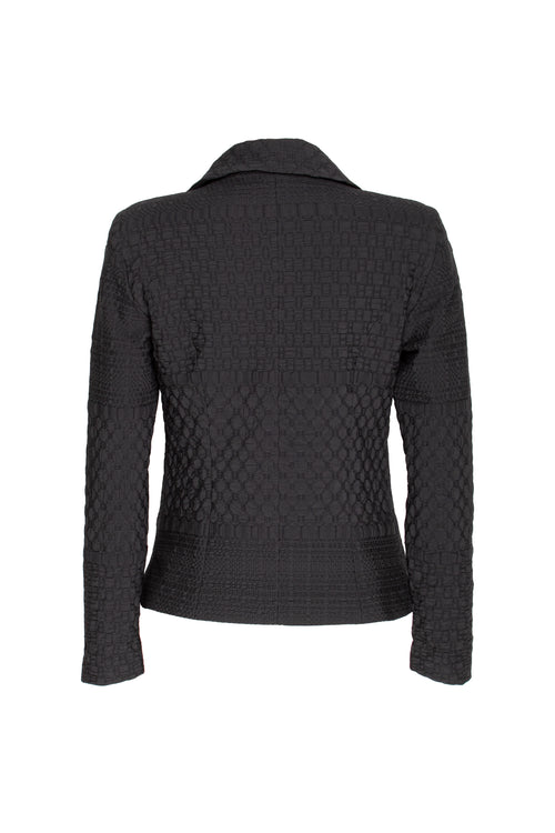 2 Button Seam Pocket Jacket - Black Jacquard 5009