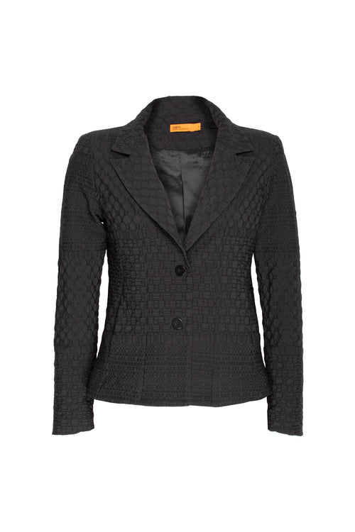 2 Button Seam Pocket Jacket - Black Jacquard 5009