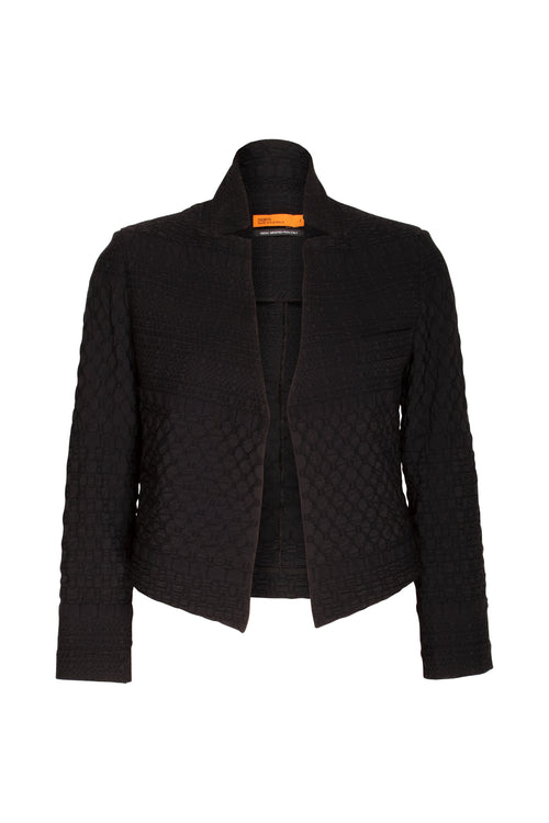 High Collar Classic Jacket - Black Jacquard 7800