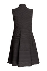 Long Tucked Vest - Black Jacquard 9754
