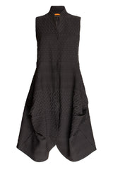 Long Tucked Vest - Black Jacquard 9754