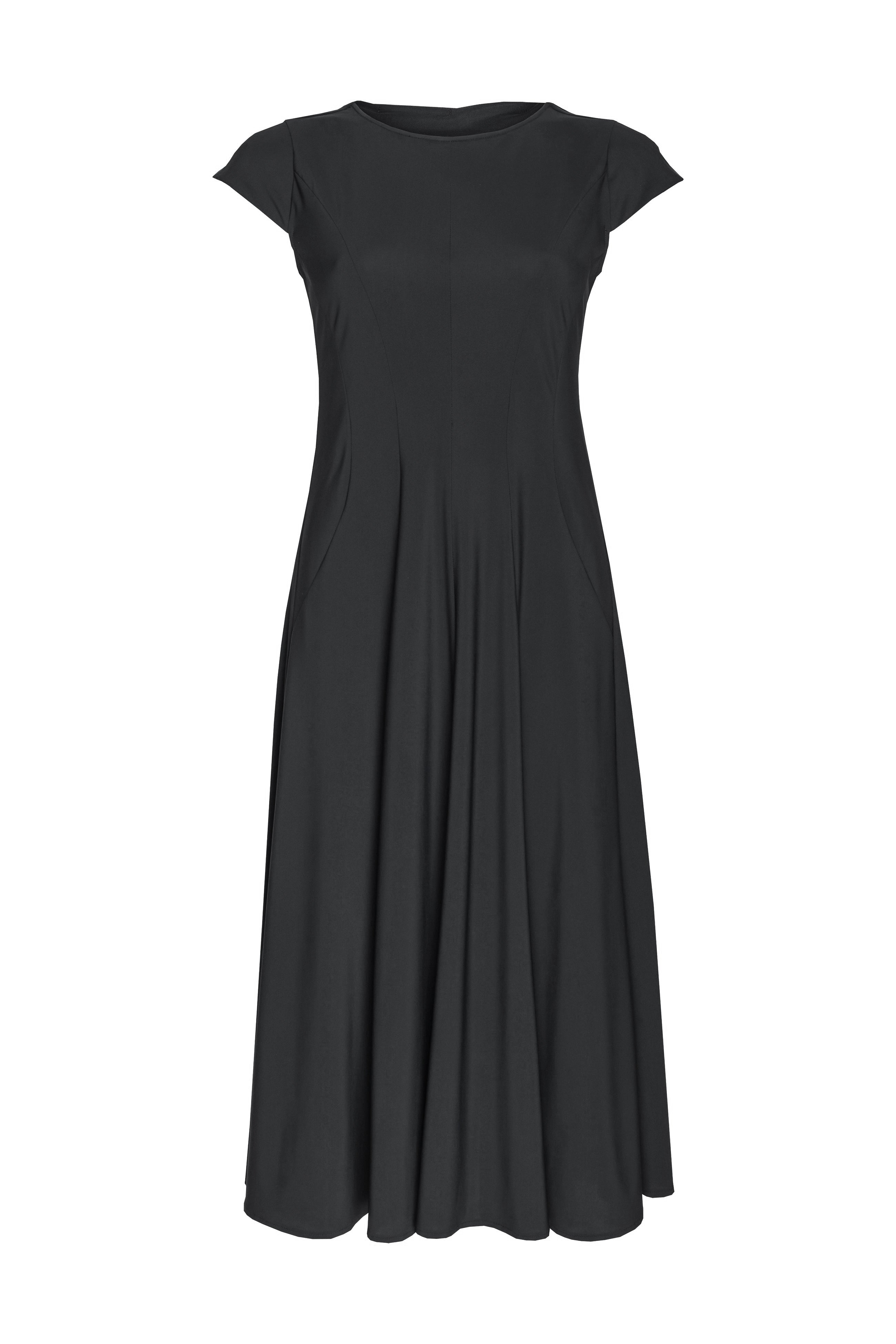 Multi Seam Cap Sleeve Dress - Black 5054