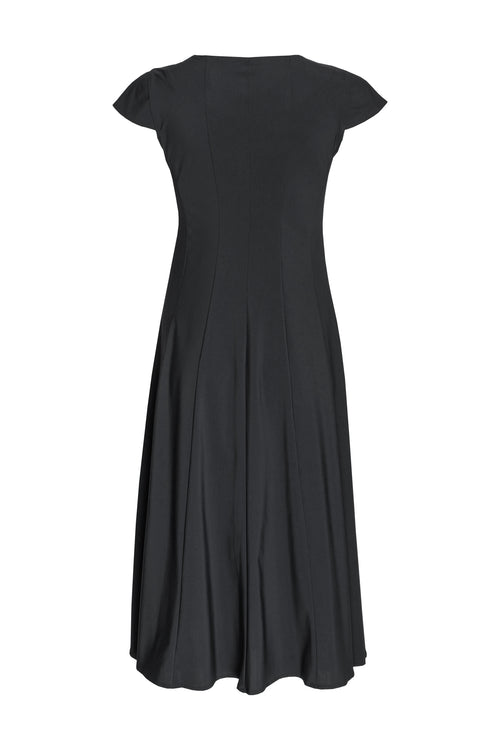 Multi Seam Cap Sleeve Dress - Black 5054