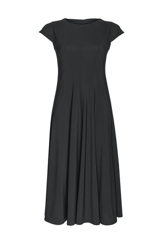 Black 3/4 Sleeve Vee Neck Multipanel Dress 5052