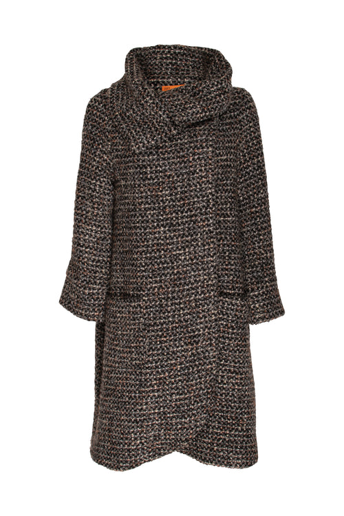 Crossover Collar Coat - Charcoal Texture 5015