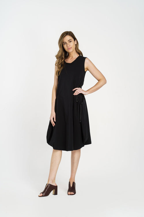 Sleeveless Drawstring Dress - Black Jersey 4217