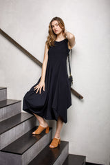 Black Jersey Multipanel Dress 8625