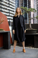 Long Tucked Vest - Black Jacquard 9754