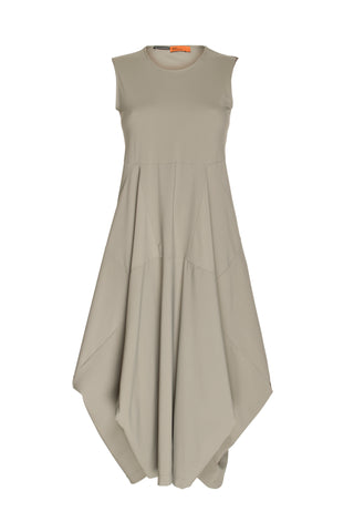 Cowl Neck 3/4 Sleeve Dress - Beige/Chocolate Print Jersey 4228