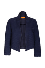 High Collar Classic Jacket - Indigo Jacquard 3304