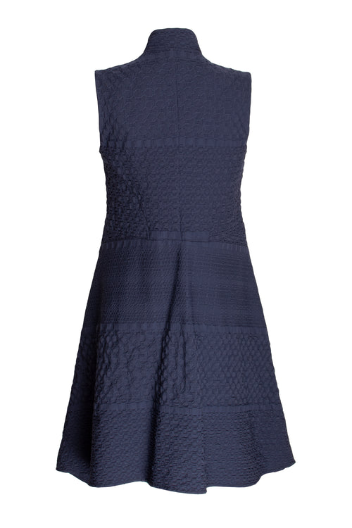Long Tucked Vest - Indigo Jacquard 9755